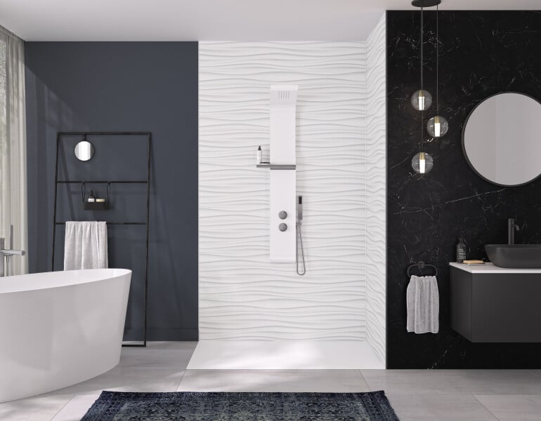 Kinewall Design Vagues Horizontales et Marbre Noir