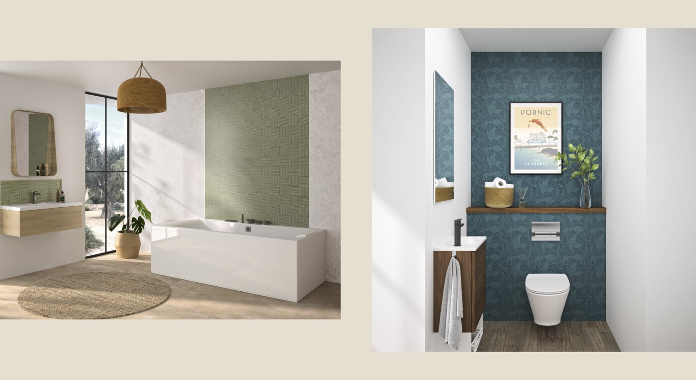 Kinewall Design piega oliva - bleu exotica - 2900x1585