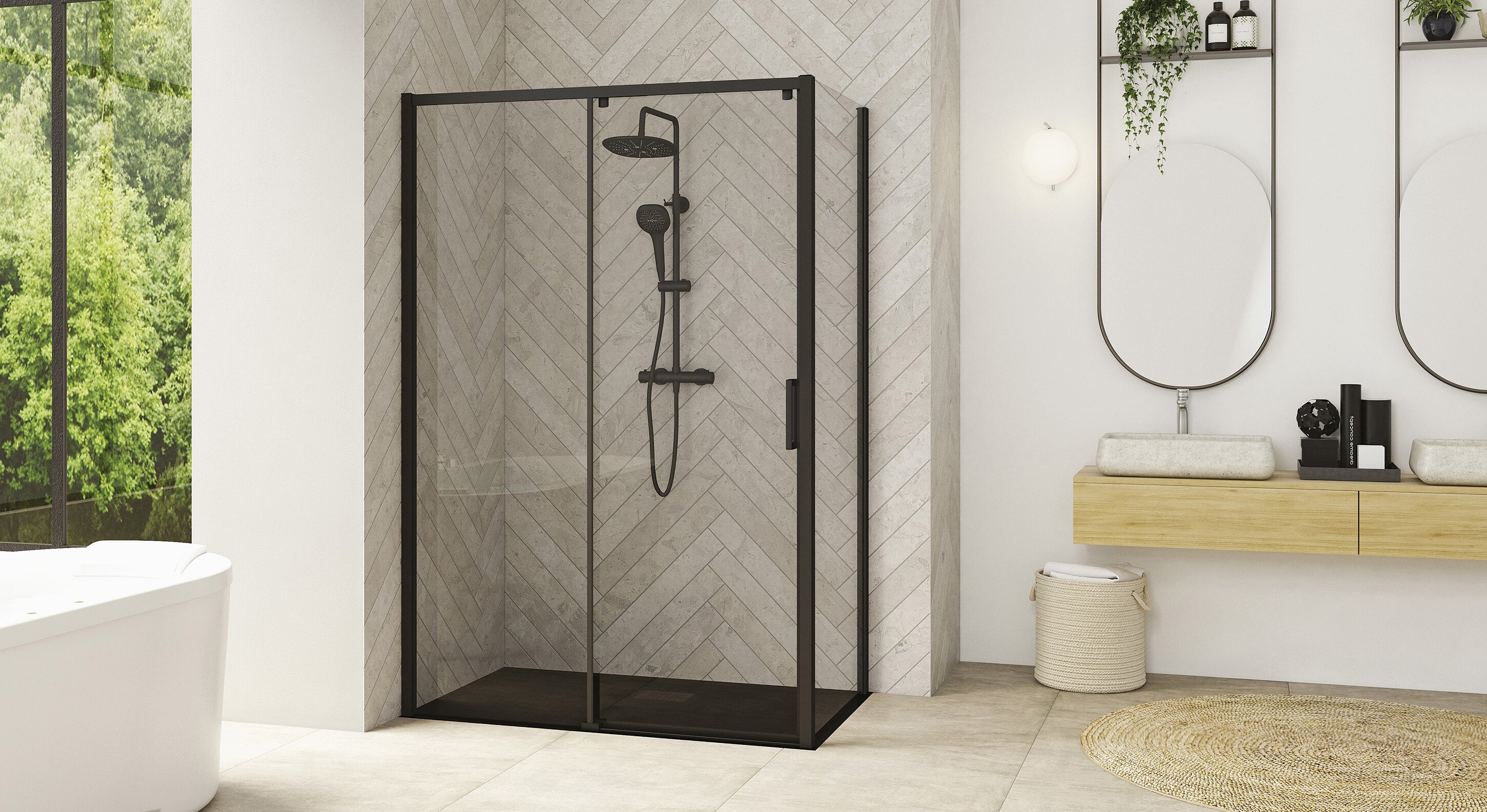 Smart Design C Sans Seuil F Paroi De Douche Dangle Coulissante Kinedo