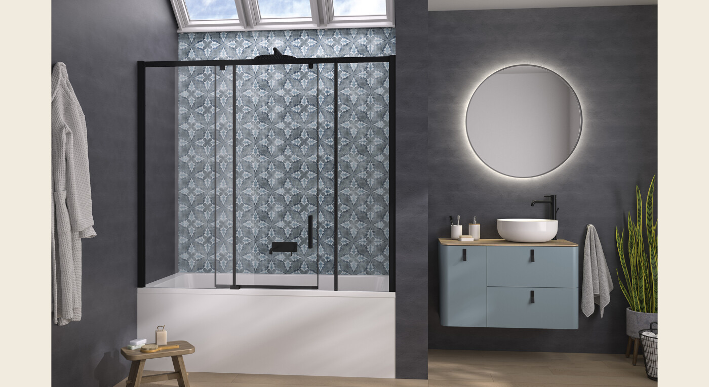 Smart Design Pegasus - profilé gris noir grainé - verre transparent - 2900x1585