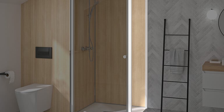 Paroi de douche avec 2 portes pivotantes Supra 2P Profilé blanc 80 cm  PA1530BTN Kinedo