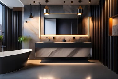 Salle de bain noire