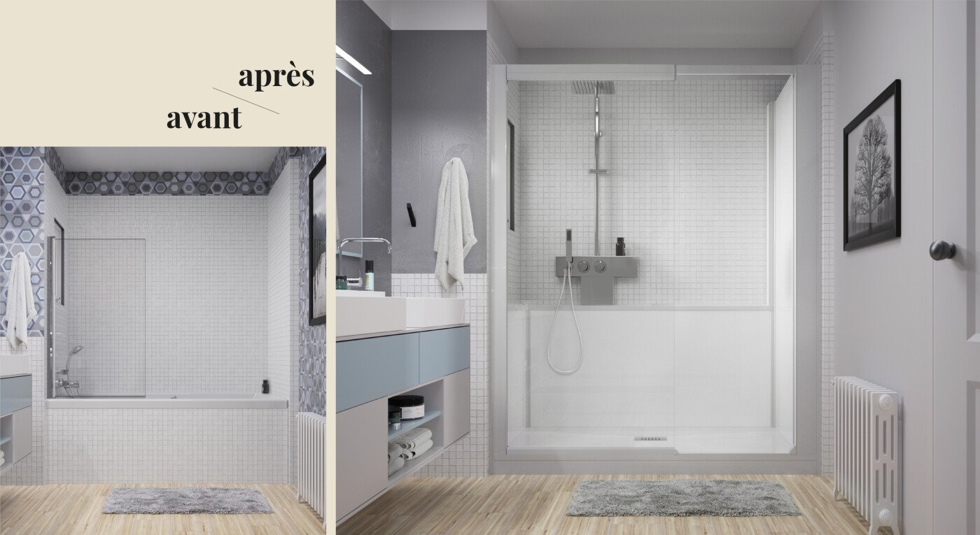 Cabine baignoire douche à 6 pieds réglables : Devis sur Techni-Contact -  Baignoire de salle de bain