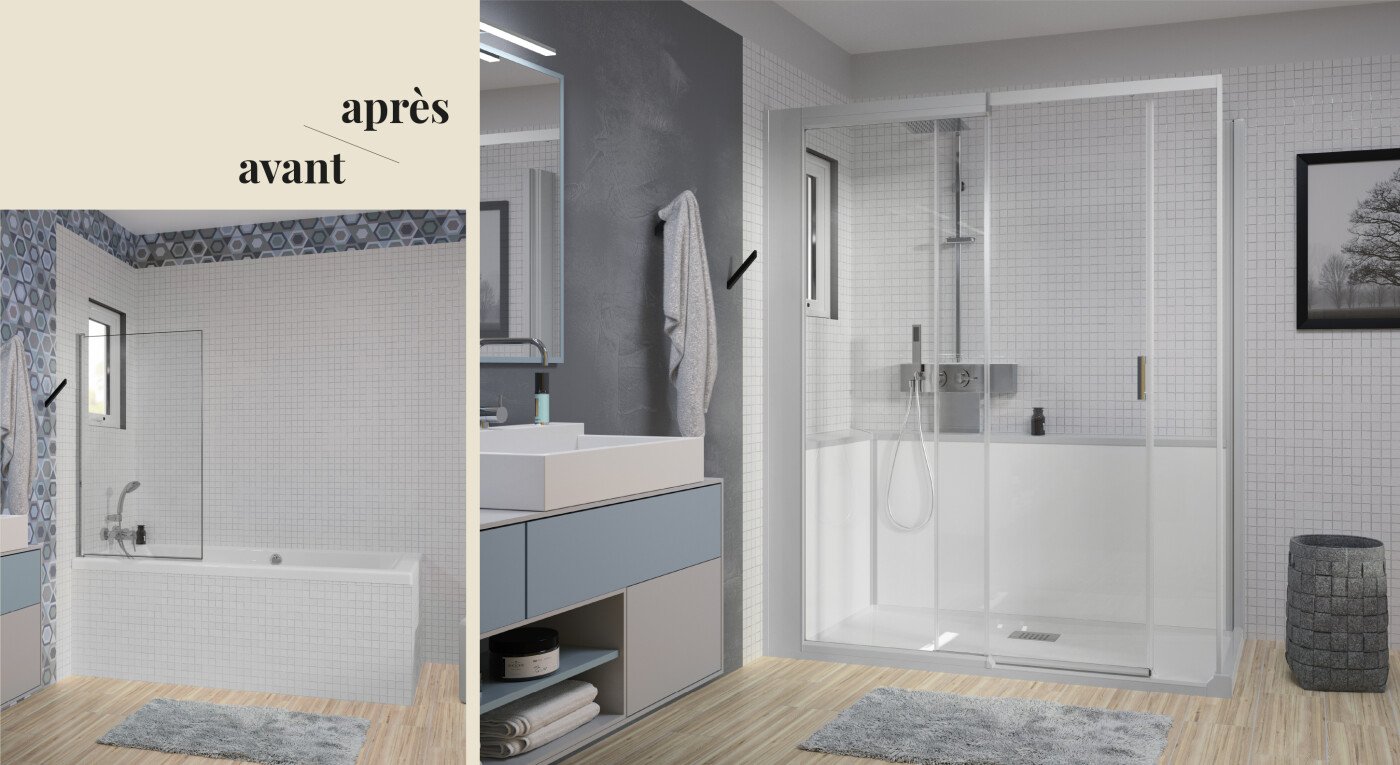 Cabine baignoire douche à 6 pieds réglables : Devis sur Techni-Contact -  Baignoire de salle de bain